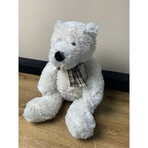 Mary Meyer Teddy Bear White Cream Floppy Soft Stuffed Animal Ribbon